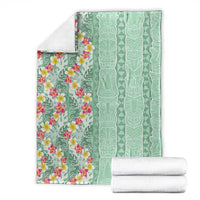 Menthol Green Aloha Hawaii Tiki Blanket Tropical Plumeria - Seamless Style LT14 - Polynesian Pride