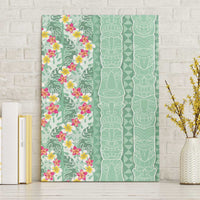 Menthol Green Aloha Hawaii Tiki Canvas Wall Art Tropical Plumeria - Seamless Style LT14 Without Frame Green - Polynesian Pride