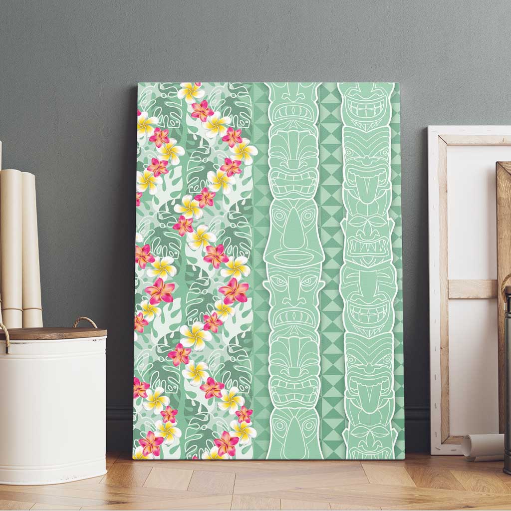 Menthol Green Aloha Hawaii Tiki Canvas Wall Art Tropical Plumeria - Seamless Style LT14 - Polynesian Pride