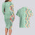 Menthol Green Aloha Hawaii Tiki Couples Matching Long Sleeve Bodycon Dress and Hawaiian Shirt Tropical Plumeria - Seamless Style