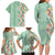 Menthol Green Aloha Hawaii Tiki Family Matching Long Sleeve Bodycon Dress and Hawaiian Shirt Tropical Plumeria - Seamless Style