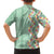 Menthol Green Aloha Hawaii Tiki Family Matching Off The Shoulder Long Sleeve Dress and Hawaiian Shirt Tropical Plumeria - Seamless Style