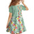 Menthol Green Aloha Hawaii Tiki Family Matching Off Shoulder Maxi Dress and Hawaiian Shirt Tropical Plumeria - Seamless Style