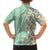 Menthol Green Aloha Hawaii Tiki Family Matching Off Shoulder Short Dress and Hawaiian Shirt Tropical Plumeria - Seamless Style