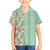 Menthol Green Aloha Hawaii Tiki Family Matching Off Shoulder Short Dress and Hawaiian Shirt Tropical Plumeria - Seamless Style