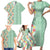 Menthol Green Aloha Hawaii Tiki Family Matching Short Sleeve Bodycon Dress and Hawaiian Shirt Tropical Plumeria - Seamless Style