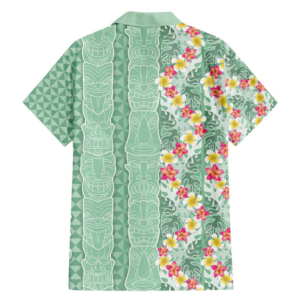 Menthol Green Aloha Hawaii Tiki Family Matching Summer Maxi Dress and Hawaiian Shirt Tropical Plumeria - Seamless Style
