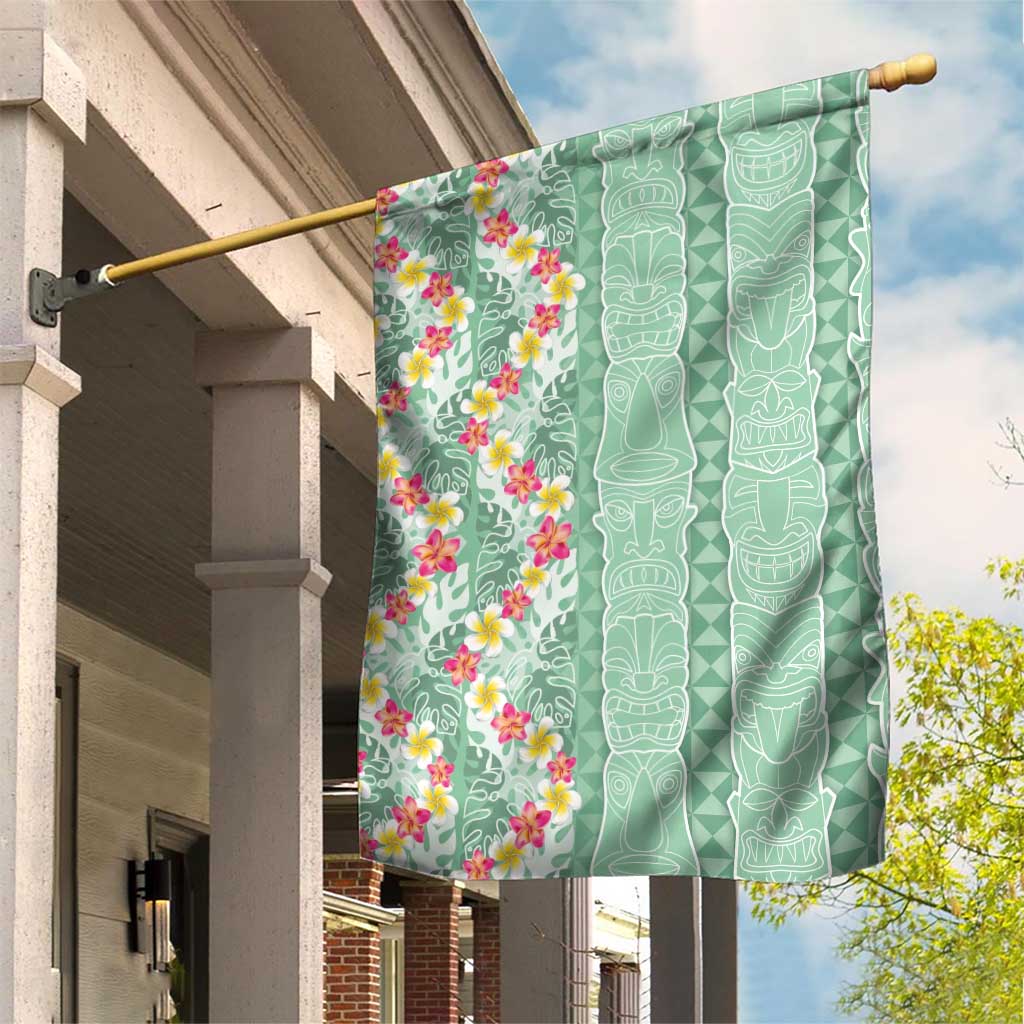 Menthol Green Aloha Hawaii Tiki Garden Flag Tropical Plumeria - Seamless Style LT14 House Flag Green - Polynesian Pride