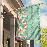 Menthol Green Aloha Hawaii Tiki Garden Flag Tropical Plumeria - Seamless Style LT14 House Flag Green - Polynesian Pride