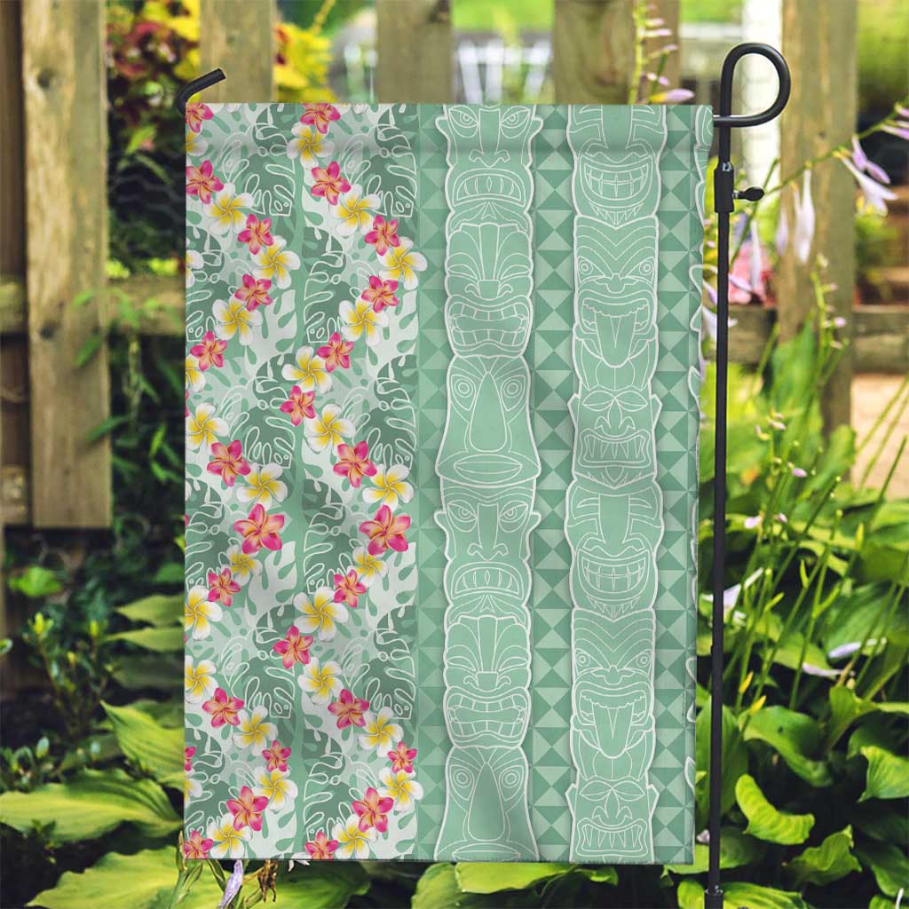 Menthol Green Aloha Hawaii Tiki Garden Flag Tropical Plumeria - Seamless Style LT14 Garden Flag Green - Polynesian Pride