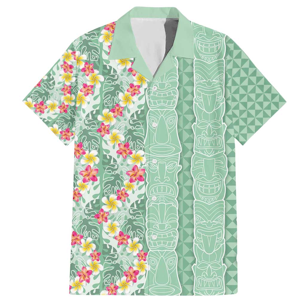 Menthol Green Aloha Hawaii Tiki Hawaiian Shirt Tropical Plumeria - Seamless Style LT14 Green - Polynesian Pride