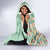 Menthol Green Aloha Hawaii Tiki Hooded Blanket Tropical Plumeria - Seamless Style