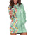 Menthol Green Aloha Hawaii Tiki Hoodie Dress Tropical Plumeria - Seamless Style