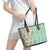 Menthol Green Aloha Hawaii Tiki Leather Tote Bag Tropical Plumeria - Seamless Style