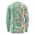 Menthol Green Aloha Hawaii Tiki Long Sleeve Shirt Tropical Plumeria - Seamless Style