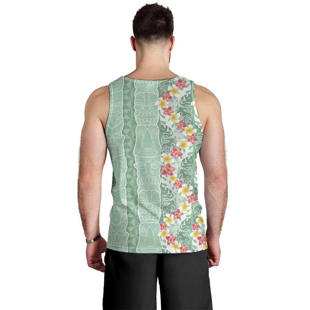 Menthol Green Aloha Hawaii Tiki Men Tank Top Tropical Plumeria - Seamless Style LT14 - Polynesian Pride