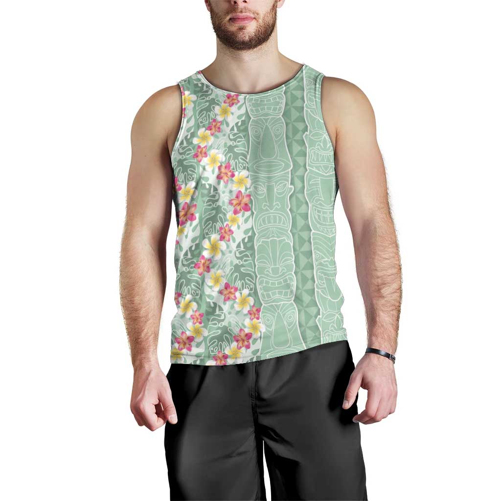 Menthol Green Aloha Hawaii Tiki Men Tank Top Tropical Plumeria - Seamless Style LT14 - Polynesian Pride