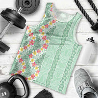 Menthol Green Aloha Hawaii Tiki Men Tank Top Tropical Plumeria - Seamless Style LT14 - Polynesian Pride