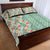 Menthol Green Aloha Hawaii Tiki Quilt Bed Set Tropical Plumeria - Seamless Style