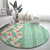 Menthol Green Aloha Hawaii Tiki Round Carpet Tropical Plumeria - Seamless Style