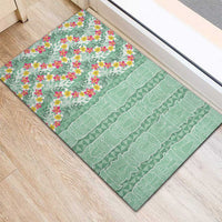 Menthol Green Aloha Hawaii Tiki Rubber Doormat Tropical Plumeria - Seamless Style LT14 - Polynesian Pride