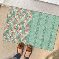 Menthol Green Aloha Hawaii Tiki Rubber Doormat Tropical Plumeria - Seamless Style LT14 - Polynesian Pride