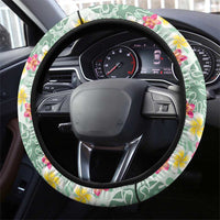 Menthol Green Aloha Hawaii Tiki Steering Wheel Cover Tropical Plumeria - Seamless Style LT14 - Polynesian Pride