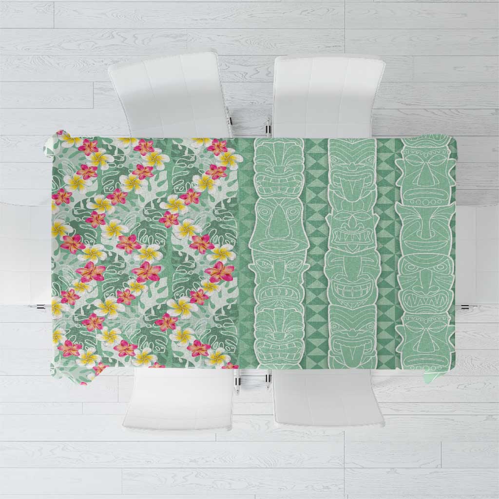 Menthol Green Aloha Hawaii Tiki Tablecloth Tropical Plumeria - Seamless Style LT14 Green - Polynesian Pride