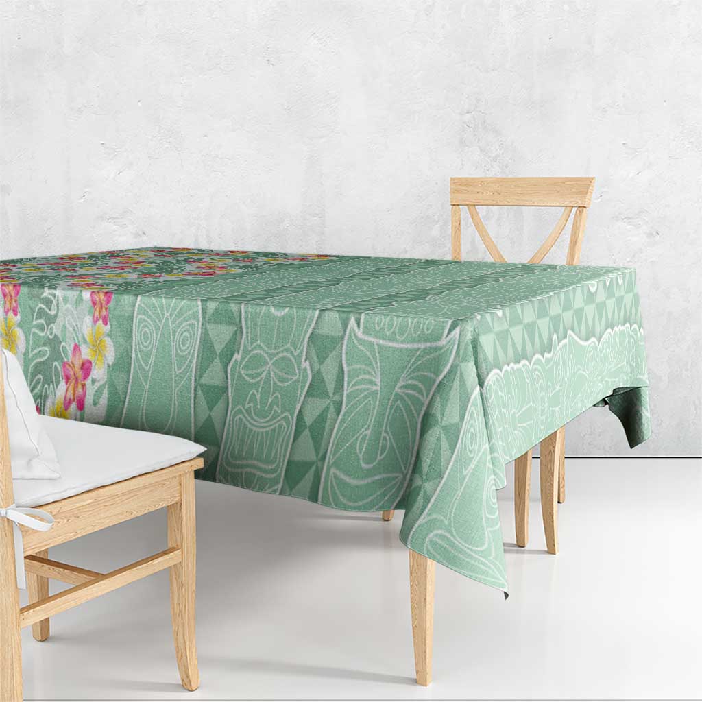 Menthol Green Aloha Hawaii Tiki Tablecloth Tropical Plumeria - Seamless Style LT14 - Polynesian Pride