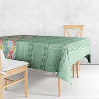 Menthol Green Aloha Hawaii Tiki Tablecloth Tropical Plumeria - Seamless Style LT14 - Polynesian Pride