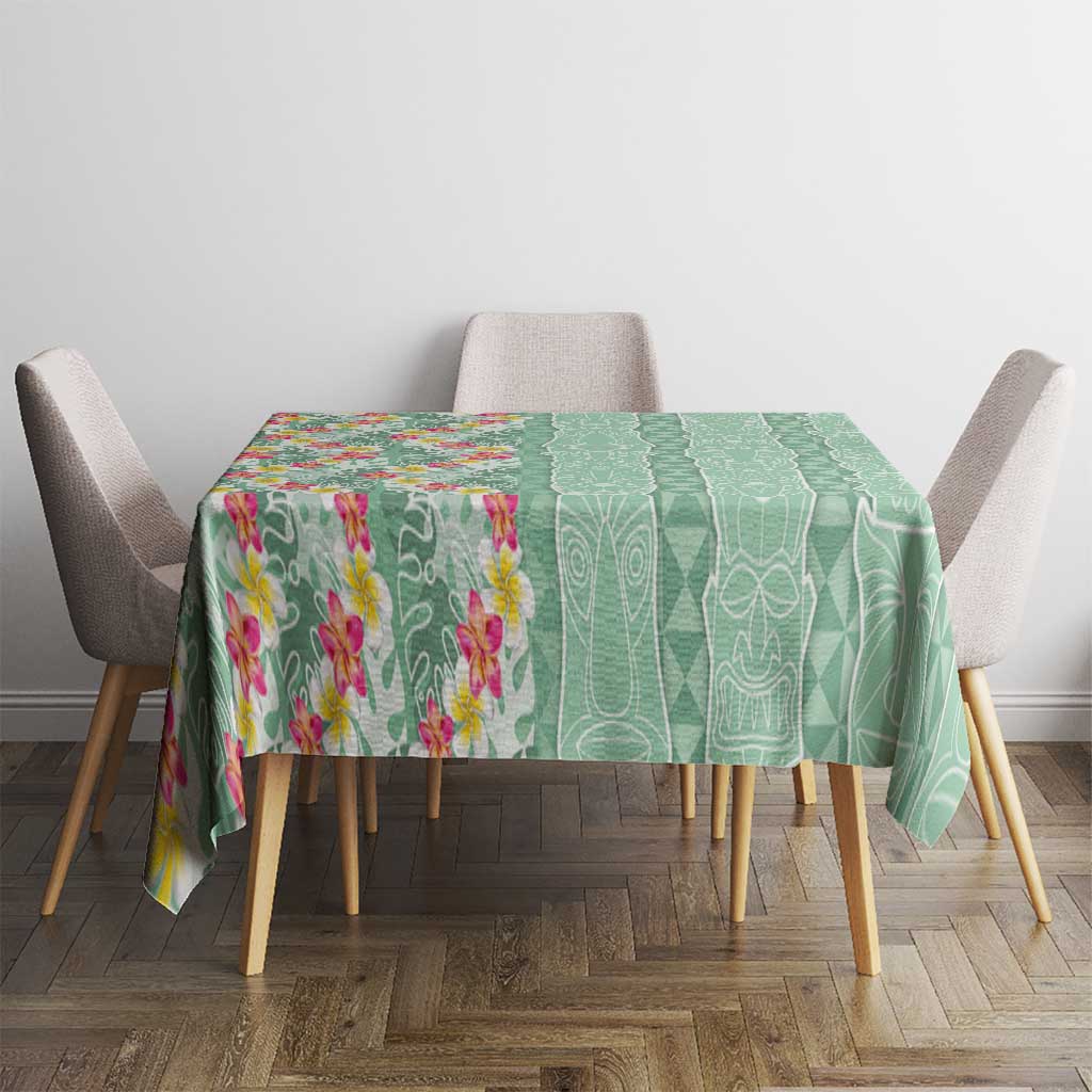 Menthol Green Aloha Hawaii Tiki Tablecloth Tropical Plumeria - Seamless Style LT14 - Polynesian Pride
