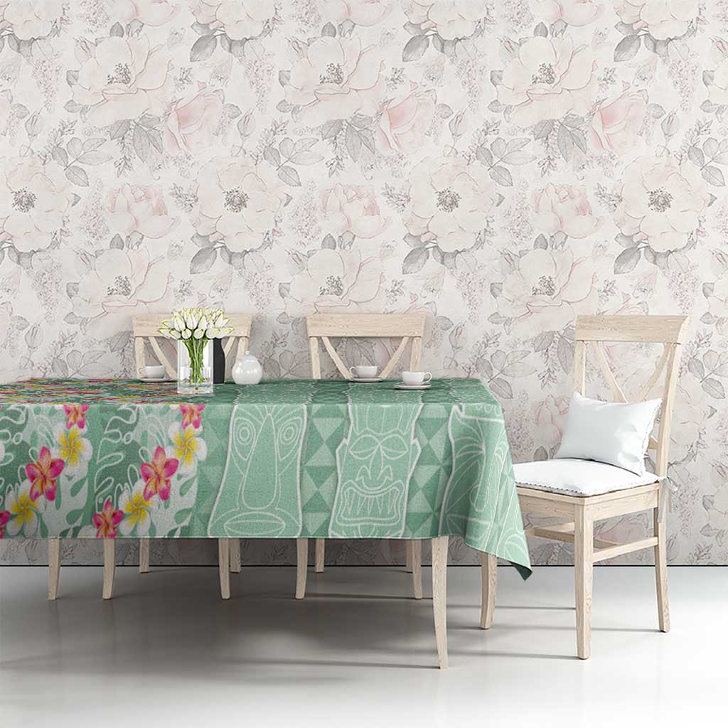 Menthol Green Aloha Hawaii Tiki Tablecloth Tropical Plumeria - Seamless Style LT14 - Polynesian Pride