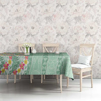 Menthol Green Aloha Hawaii Tiki Tablecloth Tropical Plumeria - Seamless Style LT14 - Polynesian Pride