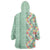 Menthol Green Aloha Hawaii Tiki Wearable Blanket Hoodie Tropical Plumeria - Seamless Style