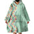 Menthol Green Aloha Hawaii Tiki Wearable Blanket Hoodie Tropical Plumeria - Seamless Style