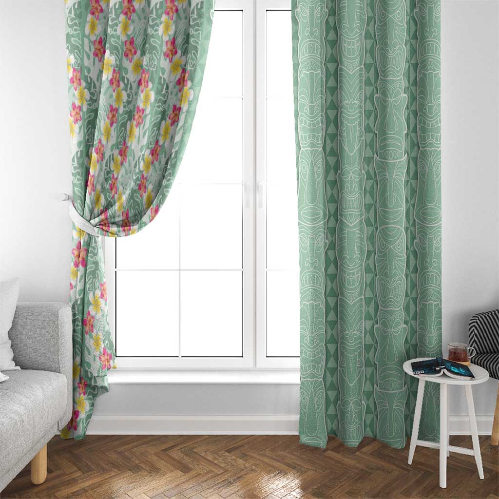 Menthol Green Aloha Hawaii Tiki Window Curtain Tropical Plumeria - Seamless Style LT14 - Polynesian Pride