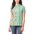 Menthol Green Aloha Hawaii Tiki Women Polo Shirt Tropical Plumeria - Seamless Style