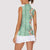 Menthol Green Aloha Hawaii Tiki Women Sleeveless Polo Shirt Tropical Plumeria - Seamless Style