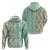 Menthol Green Aloha Hawaii Tiki Zip Hoodie Tropical Plumeria - Seamless Style