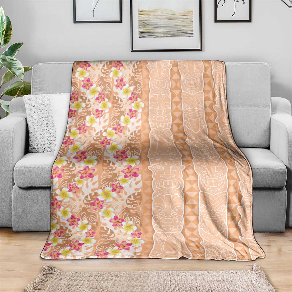 Orange Chiffon Aloha Hawaii Tiki Blanket Tropical Plumeria - Seamless Style LT14 - Polynesian Pride