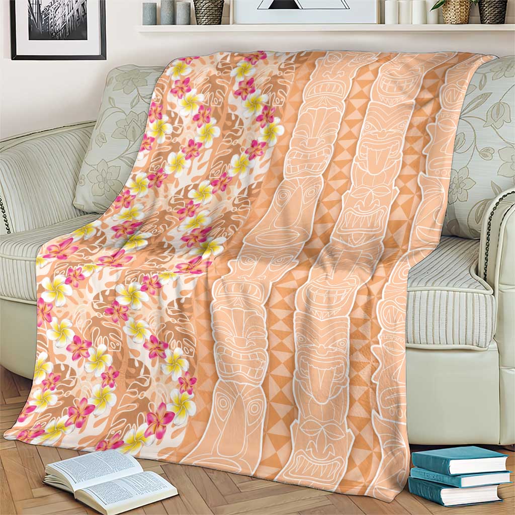Orange Chiffon Aloha Hawaii Tiki Blanket Tropical Plumeria - Seamless Style LT14 - Polynesian Pride