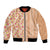 Orange Chiffon Aloha Hawaii Tiki Bomber Jacket Tropical Plumeria - Seamless Style