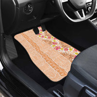 Orange Chiffon Aloha Hawaii Tiki Car Mats Tropical Plumeria - Seamless Style