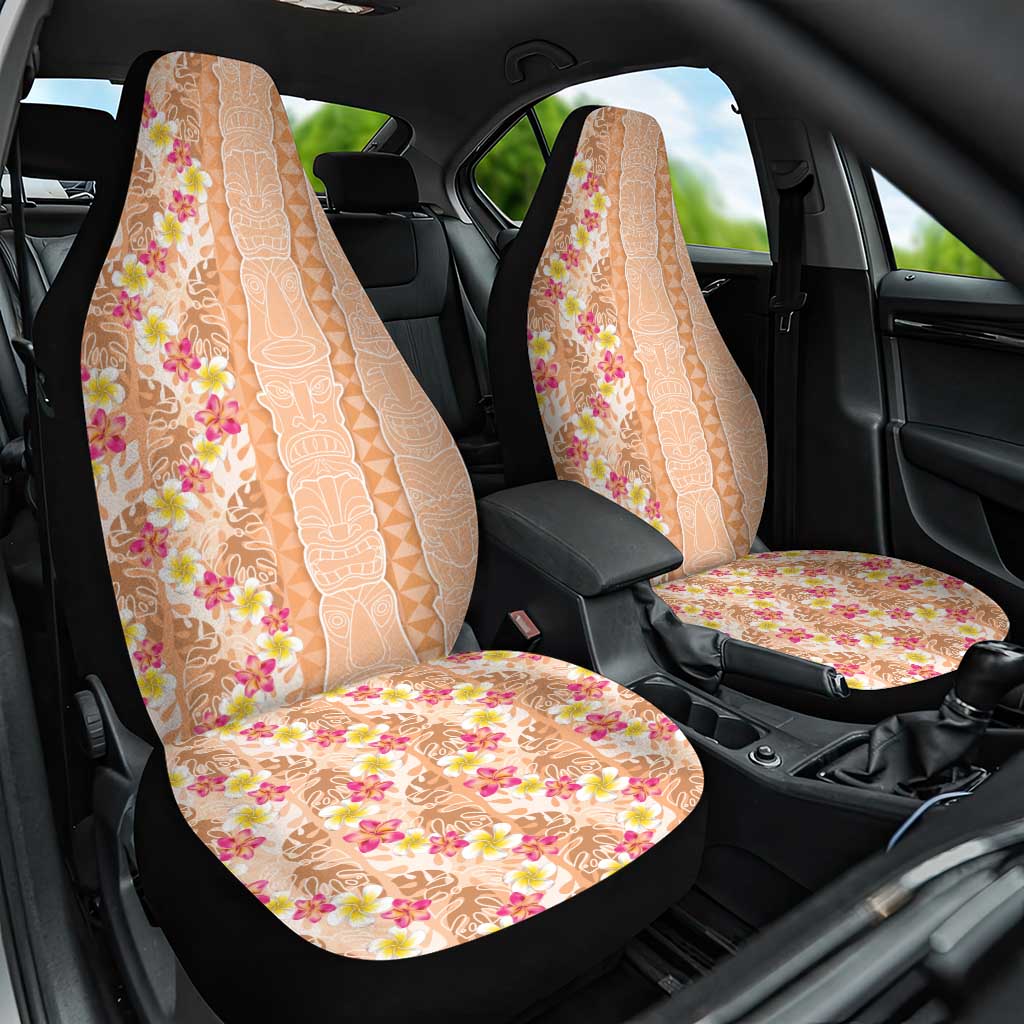 Orange Chiffon Aloha Hawaii Tiki Car Seat Cover Tropical Plumeria - Seamless Style