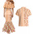 Orange Chiffon Aloha Hawaii Tiki Couples Matching Mermaid Dress and Hawaiian Shirt Tropical Plumeria - Seamless Style