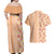 Orange Chiffon Aloha Hawaii Tiki Couples Matching Off Shoulder Maxi Dress and Hawaiian Shirt Tropical Plumeria - Seamless Style