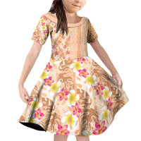 Orange Chiffon Aloha Hawaii Tiki Family Matching Off Shoulder Short Dress and Hawaiian Shirt Tropical Plumeria - Seamless Style