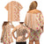 Orange Chiffon Aloha Hawaii Tiki Family Matching Off Shoulder Short Dress and Hawaiian Shirt Tropical Plumeria - Seamless Style