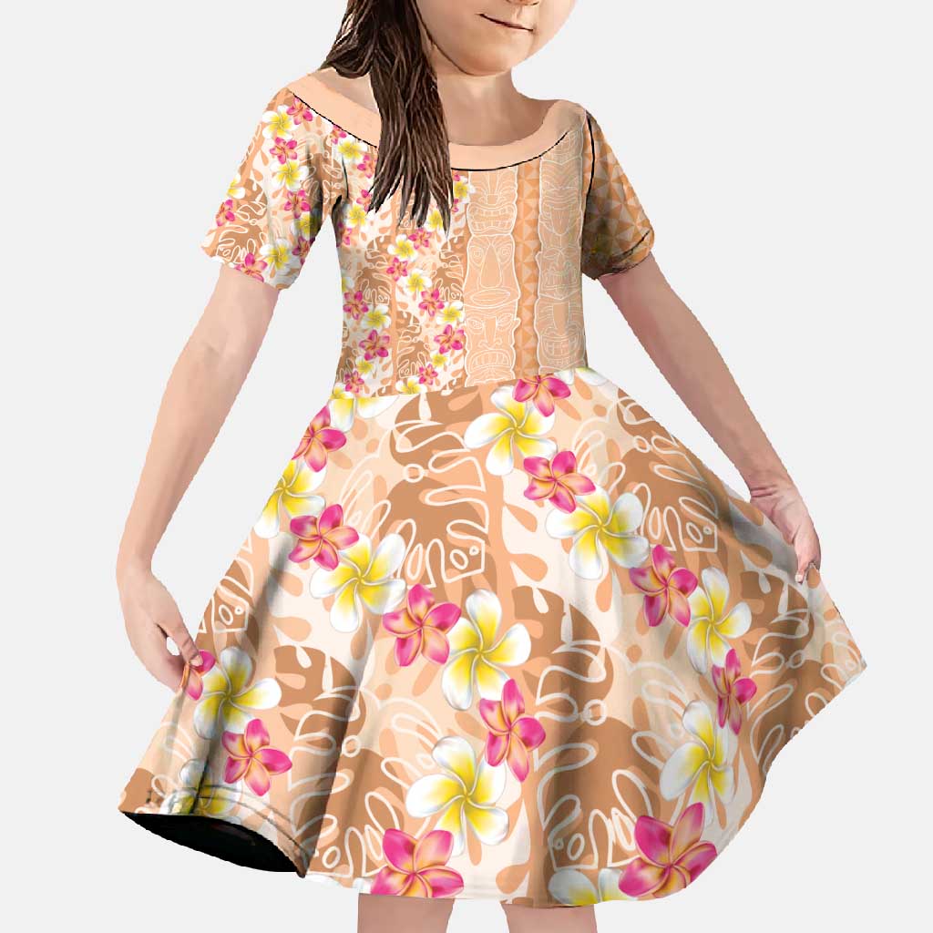 Orange Chiffon Aloha Hawaii Tiki Family Matching Tank Maxi Dress and Hawaiian Shirt Tropical Plumeria - Seamless Style