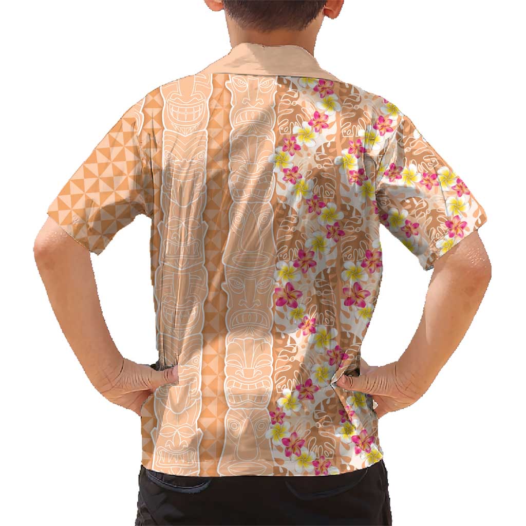 Orange Chiffon Aloha Hawaii Tiki Hawaiian Shirt Tropical Plumeria - Seamless Style LT14 - Polynesian Pride